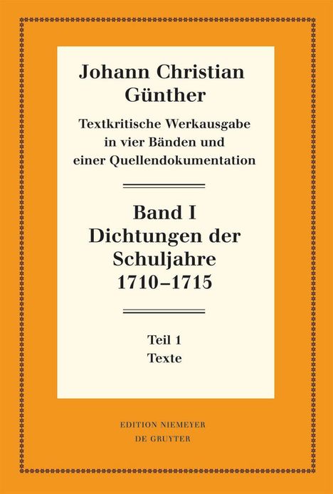 Dichtungen der Schuljahre 1710¿1715, 2 Bücher