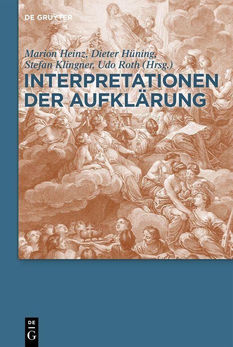 "Interpretationen der Aufklärung" von Marion Heinz u.a., herausgegeben von De Gruyter. Klassische Illustration: antike Figuren.
