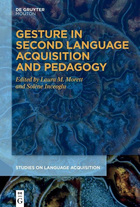 "Gesture in Second Language Acquisition and Pedagogy" von Laura M. Morett und Solène Inceoglu. Hintergrund: abstrakte Muster.
