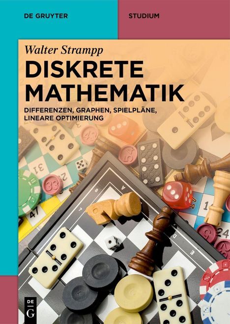 „Walter Strampp, Diskrete Mathematik, Differenzen, Graphen, Spielpläne, Lineare Optimierung“. Spielsteine und Schachbrett.