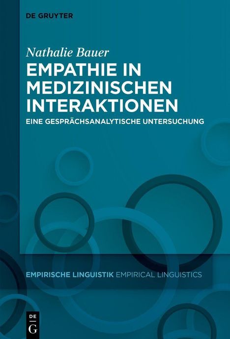 Titel: "Empathie in medizinischen Interaktionen". Autor: Nathalie Bauer. Blaues Design mit überlappenden Kreisen.
