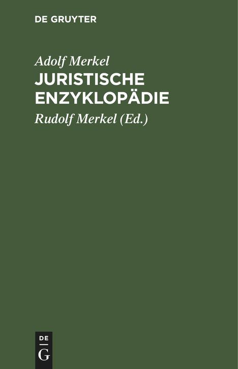 Adolf Merkel: Juristische Enzyklopädie, Buch