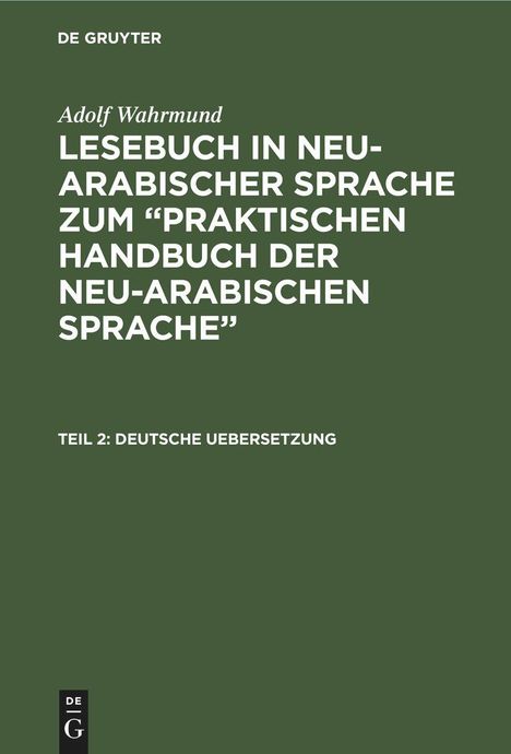 Adolf Wahrmund: Deutsche Uebersetzung, Buch