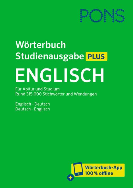 PONS Wörterbuch Studienausgabe Plus Englisch, 1 Buch und 1 Diverse