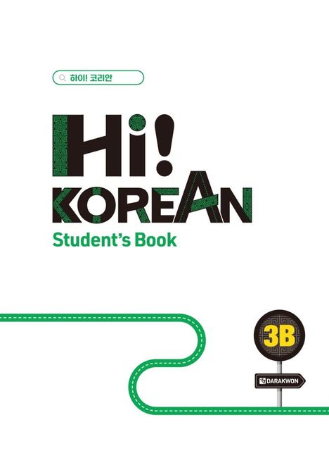Suchleiste oben mit koreanischem Text, darunter „Hi! Korean Student’s Book“. Unten rechts ein Logo mit „3B“ und „Darakwon“.