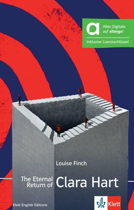 "Alles Digitale auf allango! Inklusive Lizenzschlüssel. Louise Finch: The Eternal Return of Clara Hart. Vier Menschen auf Escher-artigen Treppen."