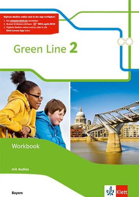 Green Line 2. Workbook mit Audios 6. Schuljahr. Ausgabe Bayern ab 2017, 1 Buch und 1 Diverse