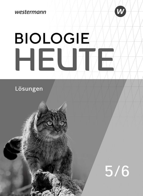 "BIOLGIE HEUTE Lösungen 5/6." Eine Katze auf einem Baumstamm, oben links ein Logo.