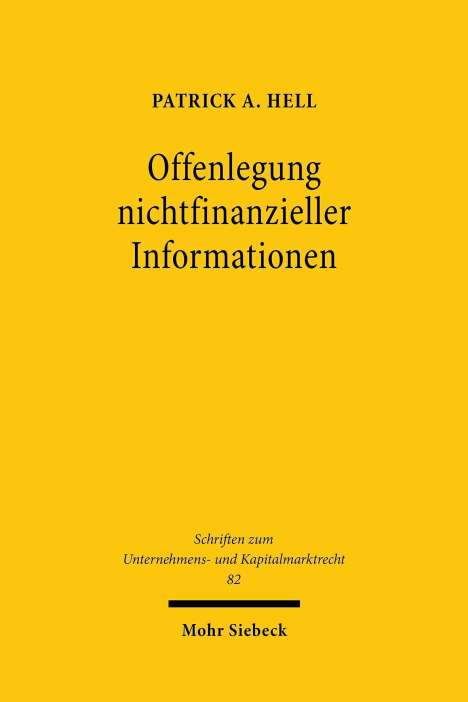 Patrick A. Hell: Offenlegung nichtfinanzieller Informationen, Buch