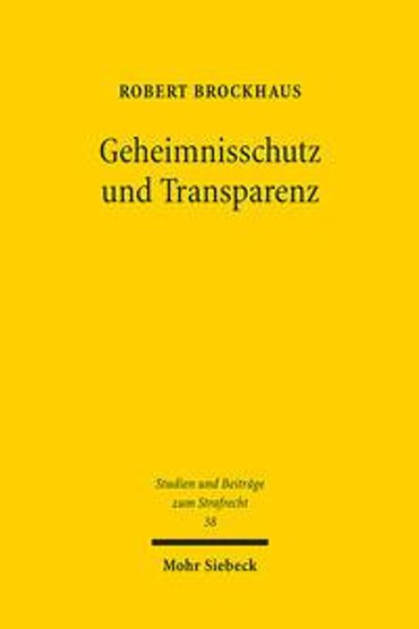 Robert Brockhaus: Geheimnisschutz und Transparenz, Buch