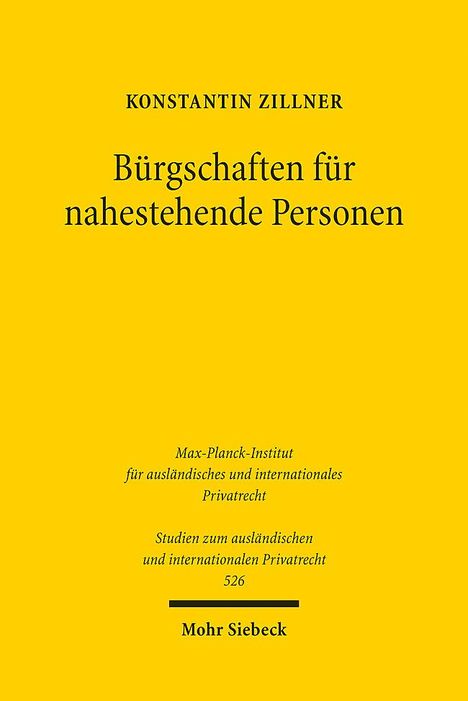 Konstantin Zillner: Bürgschaften für nahestehende Personen, Buch