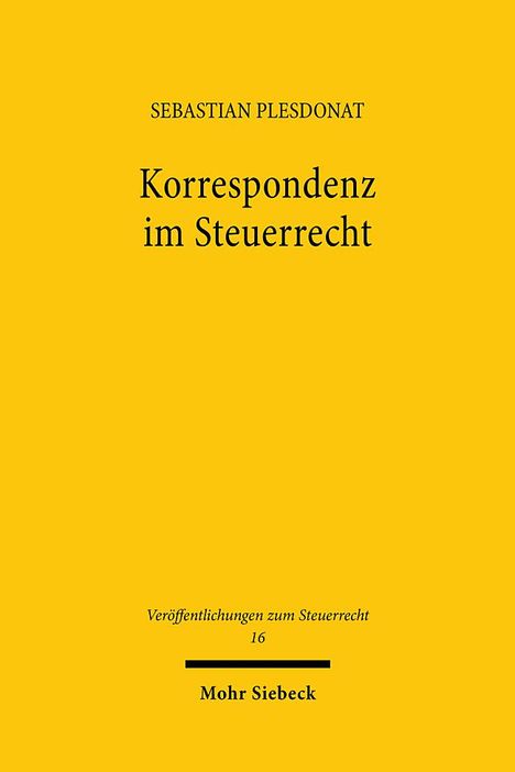 Sebastian Plesdonat: Korrespondenz im Steuerrecht, Buch