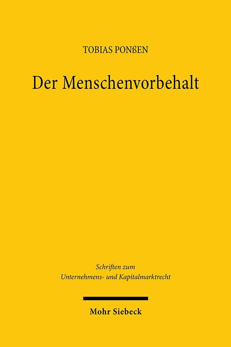 Tobias Ponßen: Der Menschenvorbehalt, Buch