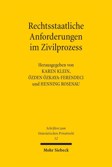 Text: "Rechtsstaatliche Anforderungen im Zivilprozess." Herausgeber: Karen Klein, Özden Özkaya-Ferendeci, Henning Rosenau.