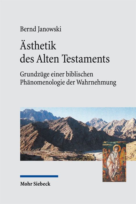 "Ästhetik des Alten Testaments", Bernd Janowski. Landschaft mit Bergen, kleine biblische Szene als Illustration. Autor: Mohr Siebeck.