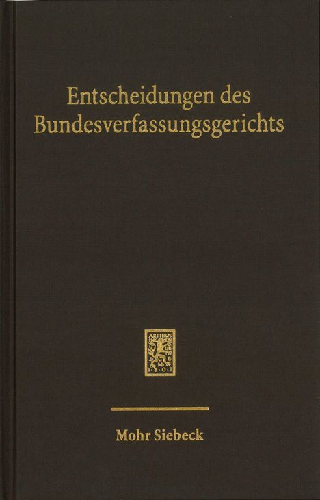 „Entscheidungen des Bundesverfassungsgerichts“ in Gold auf schwarzem Hintergrund. Unten „Mohr Siebeck“ mit Logo.