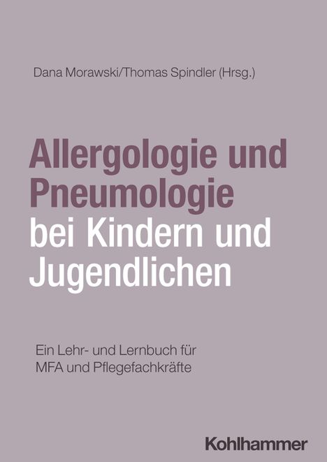 Text: "Allergologie und Pneumologie bei Kindern und Jugendlichen." Buchcover, Titel in großen Buchstaben, Verlag unten.
