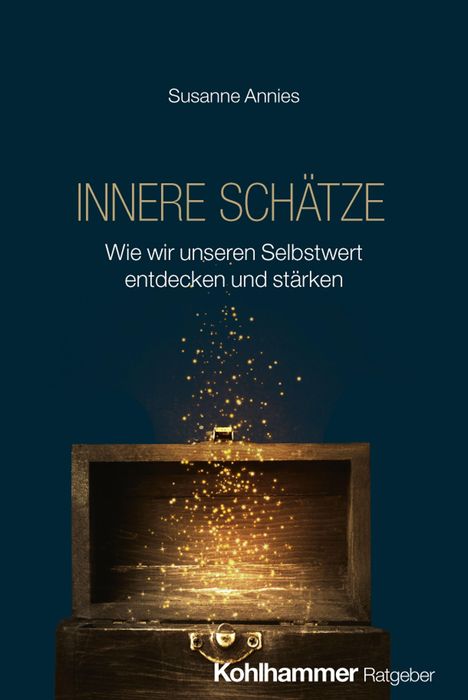 „Innere Schätze“ von Susanne Annies. Eine offene Schatzkiste mit funkelnden Lichtpunkten schwebt heraus.