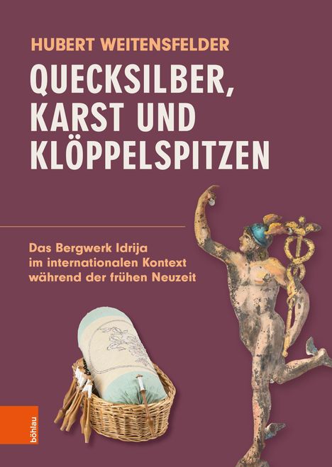 QUECKSILBER, KARST UND KLÖPPELSPITZEN. Figur mit Stab rechts, Korb mit Spitzen links.
