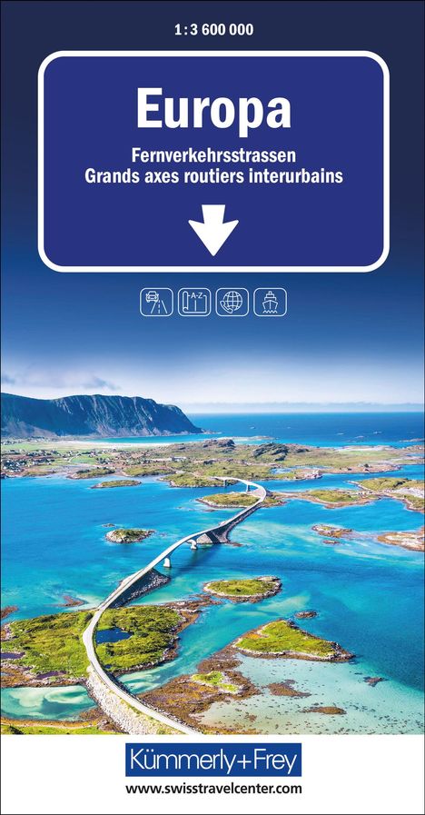 Kümmerly+Frey Strassenkarte Europa Fernverkehrsstrassen 1:3,6 Mio., Karten