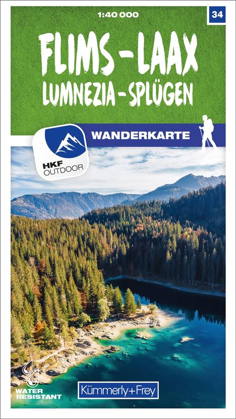 Flims - Laax Lumnezia - Splügen 34 Wanderkarte 1:40 000 matt laminiert, Karten