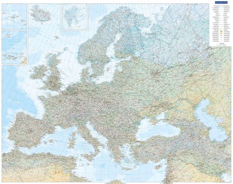 Kümmerly+Frey Welt- und Kontinentkarte Europakarte physikalisch Poster 1:4,5 Mio., Karten
