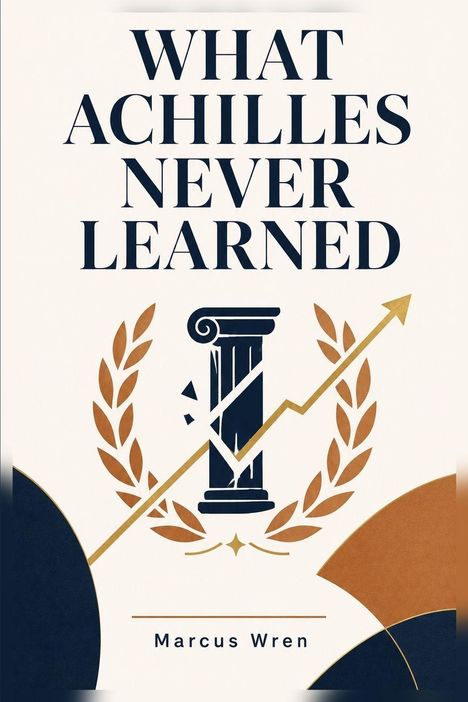 "What Achilles Never Learned" und "Marcus Wren". Eine gebrochene Säule mit einem Pfeil und Lorbeerkranz als Illustration.