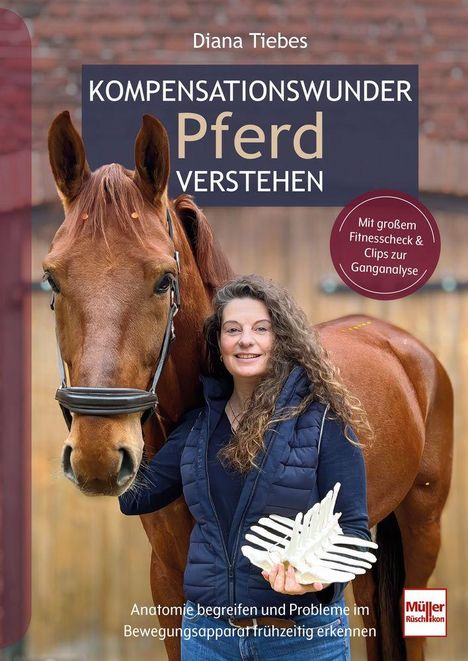 Text: "KOMPENSATIONSWUNDER Pferd VERSTEHEN", "Mit großem Fitnesscheck & Clips zur Ganganalyse". Eine Frau mit Pferd.