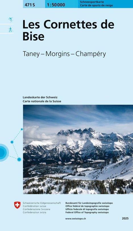"Les Cornettes de Bise, Taney – Morgins – Champéry. Schweizer Berglandschaft im Winter, schneebedeckte Berge und Wälder."