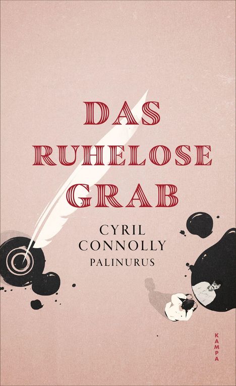 "Das ruhelose Grab" von Cyril Connolly. Illustration: Feder, Tinte, Mann mit Kopf in Händen, schlichte Farben.