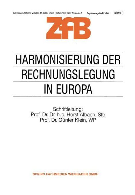 Günter Klein: Harmonisierung der Rechnungslegung in Europa, Buch