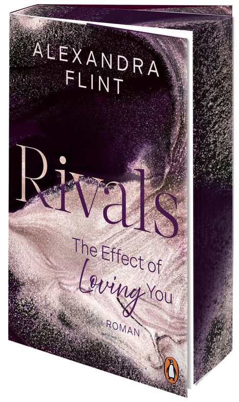 "Rivals: The Effect of Loving You" von Alexandra Flint. Marmoriertes, lila und goldenes Design mit kleinem Logo unten.