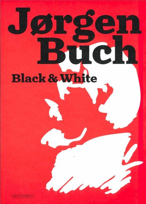 Text: "Jørgen Buch Black & White". Roter Hintergrund, weiße Silhouette, schwarze Schrift.