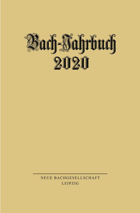 Bach-Jahrbuch 2020, Buch