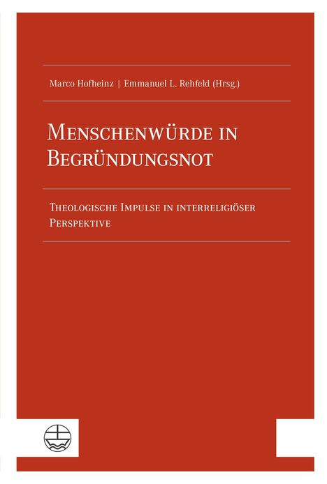 „Menschenwürde in Begründungsnot“ steht in großen weißen Buchstaben auf rotem Hintergrund, darunter ein kleines Logo.