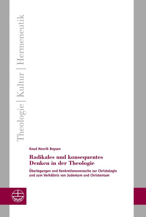 Texte: Knud Henrik Boysen, Titel über Theologie. Sparsames Design, rote und graue Schrift, links ein Logo mit stilisierten Wellen.
