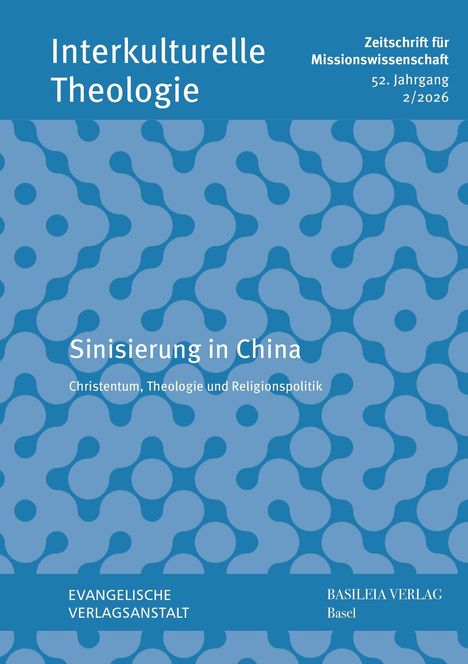 Interkulturelle Theologie. Sinisierung in China. Christentum, Theologie und Religionspolitik. Blaues geometrisches Muster.