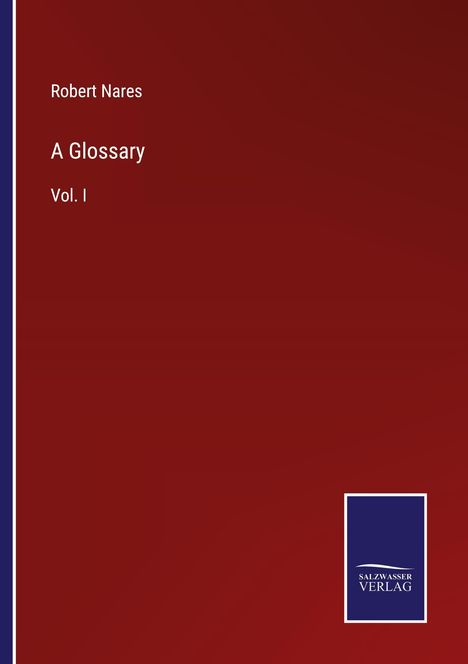 Robert Nares: A Glossary, Buch