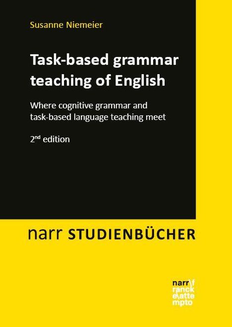 Titel: "Task-based grammar teaching of English" von Susanne Niemeier. Schwarzer Hintergrund, gelber Rand.