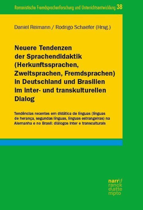 Titel: Neuere Tendenzen der Sprachendidaktik. Autoren: Daniel Reimann, Rodrigo Schaefer. Grüner Hintergrund, gelbe Textbox.