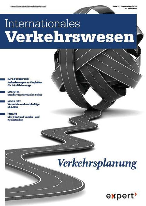 Internationale Verkehrswesen, Verkehrsplanung. Illustrierte Straße, die sich zu einem Knoten formt. Begriffe wie Infrastruktur.