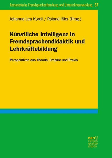 Text in schwarzer und grüner Schrift auf gelbem Hintergrund, Titel über KI in der Fremdsprachendidaktik und Lehrkräftebildung.