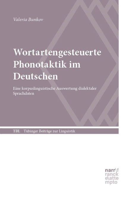 Titel: "Wortartengesteuerte Phonotaktik im Deutschen." Beige Cover mit geometrischen Mustern, dezentes Logo unten.