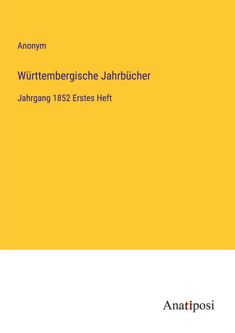 Anonym: Württembergische Jahrbücher, Buch