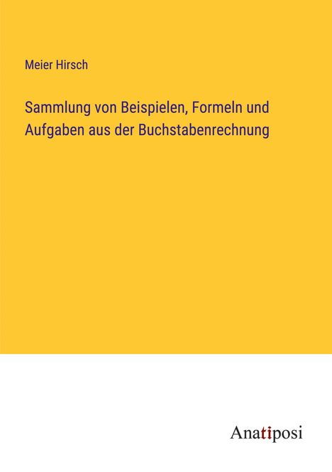 Meier Hirsch: Sammlung von Beispielen, Formeln und Aufgaben aus der Buchstabenrechnung, Buch