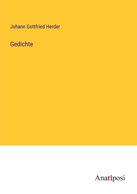 Johann Gottfried Herder: Gedichte, Buch