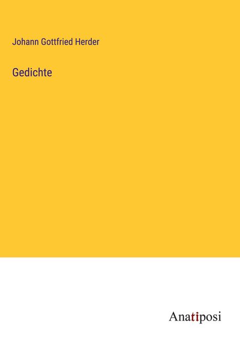 Johann Gottfried Herder: Gedichte, Buch