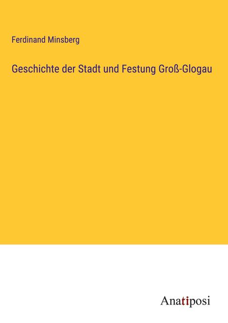 Ferdinand Minsberg: Geschichte der Stadt und Festung Groß-Glogau, Buch
