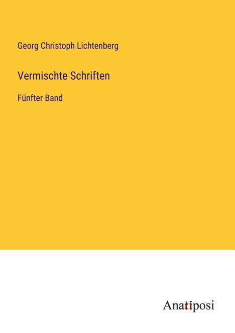 Georg Christoph Lichtenberg: Vermischte Schriften, Buch