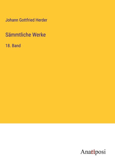 Johann Gottfried Herder: Sämmtliche Werke, Buch